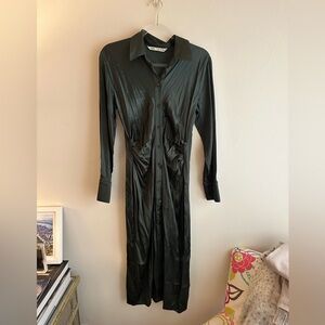 Zara Emerald Green Cinched Waist Midi Dress